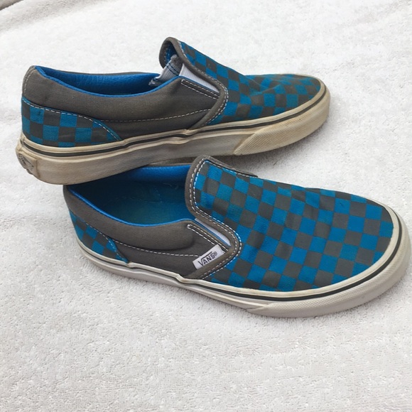blue gray checkered vans